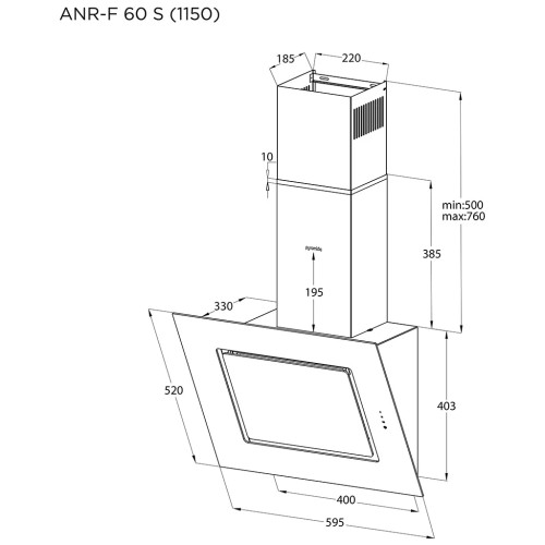 Витяжка кухонна Pyramida ANR-F 60 S (1150) GWH