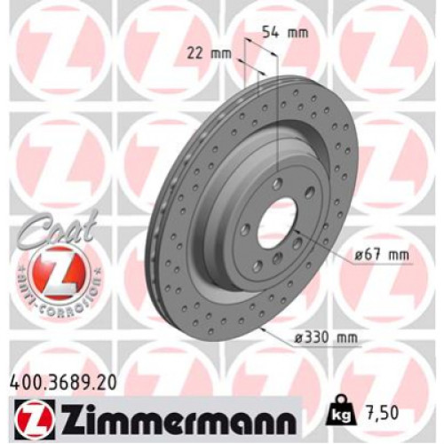 Гальмівний диск ZIMMERMANN 400.3689.20