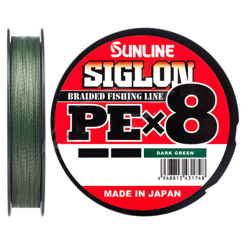 Шнур Sunline Siglon PE х8 300m 5.0/0.382mm 80lb/35.0kg Dark Green (1658.10.50)