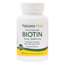 Вітамін Natures Plus Біотин (В7) Повільного Вивільнення, Nature's Plus, 10 мг, 90 (NAP-01793)