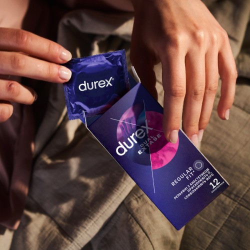 Презервативи Durex Dual Extase рельєфні з анестетиком 12 шт. (5052197053432)