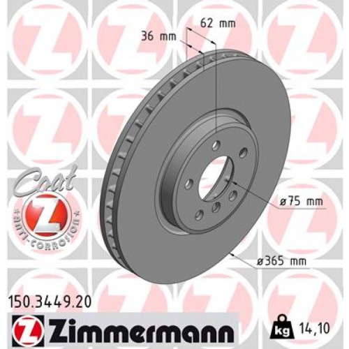 Гальмівний диск ZIMMERMANN 150.3449.20