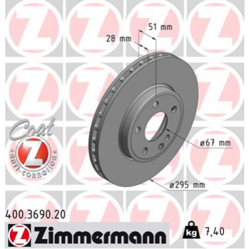 Гальмівний диск ZIMMERMANN 400.3690.20