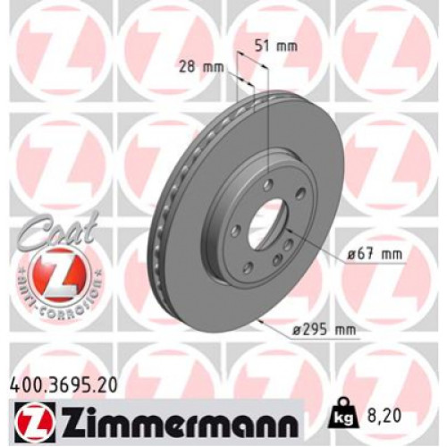 Гальмівний диск ZIMMERMANN 400.3695.20