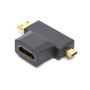 Перехідник HDMI (F) to mini HDMI (M) / micro HDMI (M) PowerPlant (CA912056)