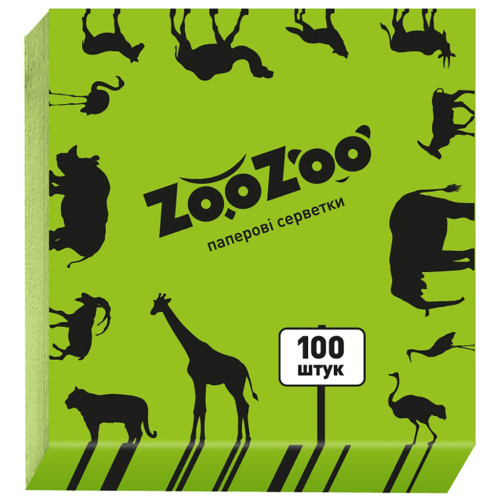 Серветки косметичні ZooZoo одношарові зелені 24x23 см 100 шт. (4823019009330)