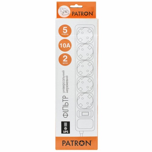 Мережевий фільтр живлення Patron 2 m3*1mm2 (SP-1055U) 5 розеток BLACK (EXT-PN-SP-1055U)