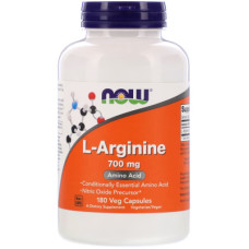 Амінокислота Now Foods L-Аргінін 700мг, L-Arginine, 180 вегетаріанських капсул (NOW-00033)