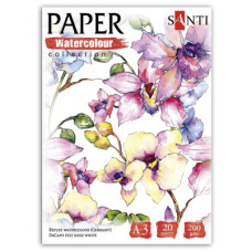 Папір для малювання Santi набір для акварелі Flowers, А3 Paper Watercolor Collection, 20 аркушів, 200г/м2 (130501)