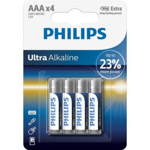 Батарейка PHILIPS AAA LR03 Ultra Alkaline * 4 (LR03E4B/10)