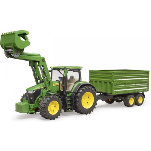 Спецтехніка Bruder трактор John Deere 7R 350 з навантажувачем та причепом (03155)