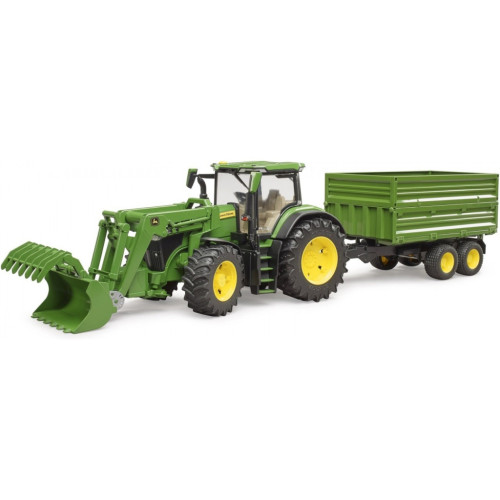 Спецтехніка Bruder трактор John Deere 7R 350 з навантажувачем та причепом (03155)