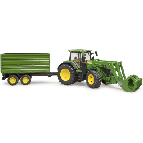 Спецтехніка Bruder трактор John Deere 7R 350 з навантажувачем та причепом (03155)