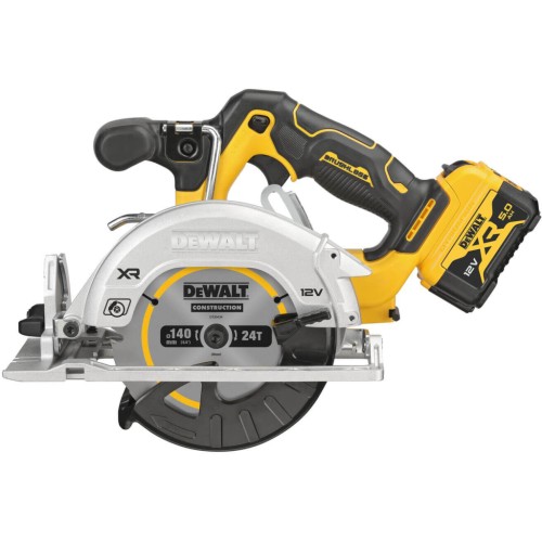 Дискова пила DeWALT 12В XR Li-lon безщіткова, диск 140х20 мм, 2x5Ah, кейс TSTAK (DCS512P2)