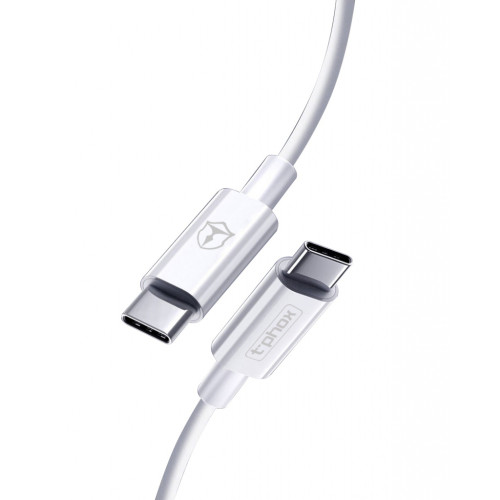 Дата кабель USB Type-C to Type-C 1.0m 3A White T-Phox (T-CC834)