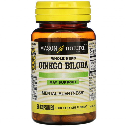 Трави Mason Natural Гінкго Білоба, Ginkgo Biloba, 60 капсул (MAV17735)