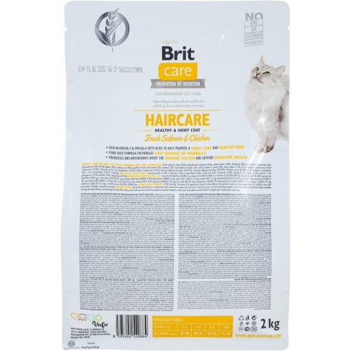 Сухий корм для кішок Brit Care Cat GF Haircare Healthy and Shiny Coat 2 кг (8595602540884)