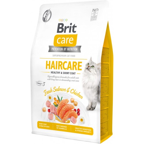 Сухий корм для кішок Brit Care Cat GF Haircare Healthy and Shiny Coat 2 кг (8595602540884)