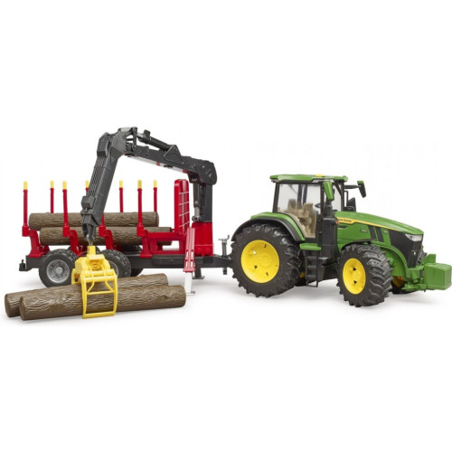 Спецтехніка Bruder трактор John Deere 7R 350 з причепом, краном та колодами (03154)