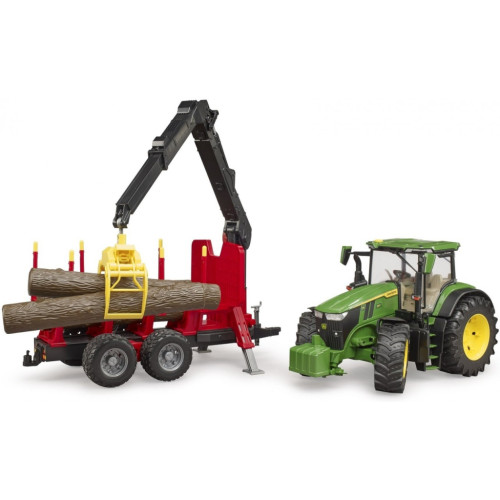 Спецтехніка Bruder трактор John Deere 7R 350 з причепом, краном та колодами (03154)