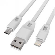 Дата кабель USB 2.0 - Micro USB/Lightning 2А (DR-1622) (White) 1,0м Drobak (219092)