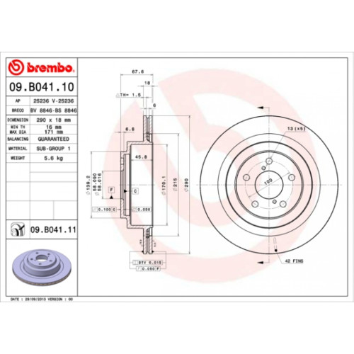 Гальмівний диск Brembo 09.B041.10