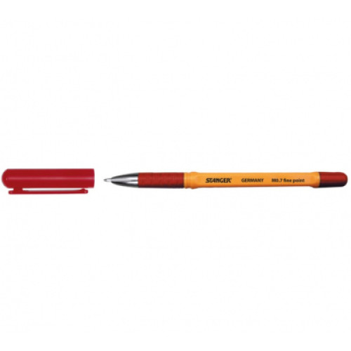 Ручка кулькова Stanger 0,7 мм, з грипом, червона Fine point (18000300057)