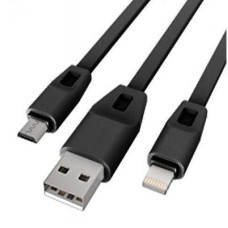 Дата кабель USB 2.0 - Micro USB/Lightning 2А (DR-1622) (Black) 1,0м Drobak (219093)