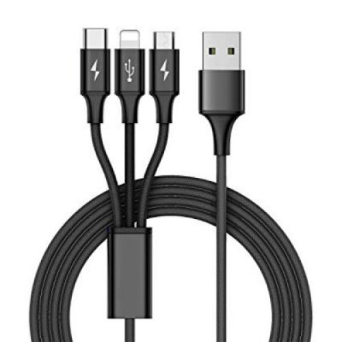 Дата кабель USB 2.0 AM to 3in1 1.0m Premium black REAL-EL (EL123500035)