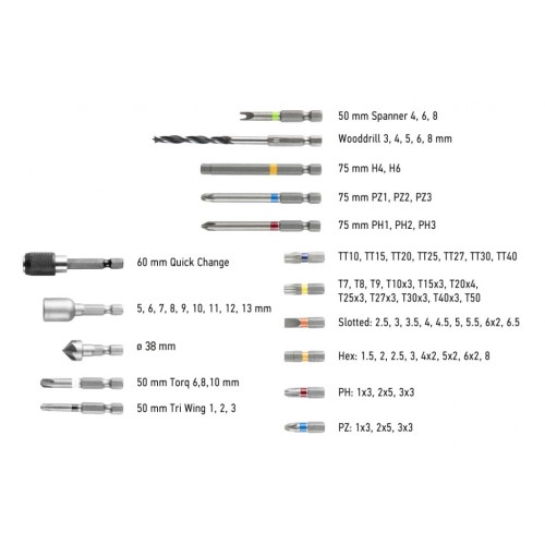 Шуруповерт Graphite Energy + SET, 18В, 2х2.0 Ач, 109ед. кейс (58G022-PS15)