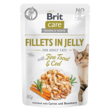 Вологий корм для кішок Brit Care Cat pouch 85 г (тріска та форель у желе) (8595602540587)