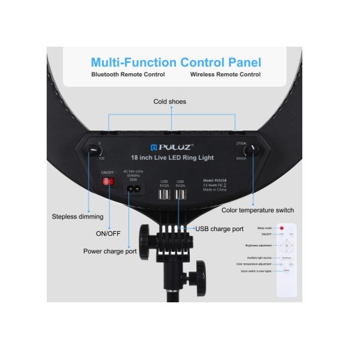 Набір блогера Puluz Ring LED lamp PKT3102EU 18" + tripod 1.8 м (PKT3102EU)