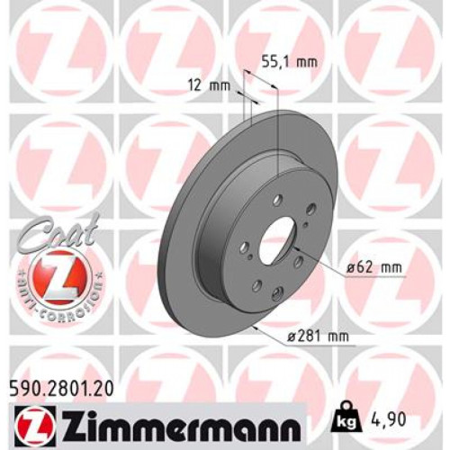 Гальмівний диск ZIMMERMANN 590.2801.20