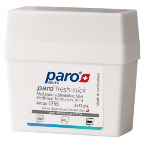 Зубочистки Paro Swiss fresh-sticks Медичні середнього розміру з ментолом 96 шт. (7610458017555)