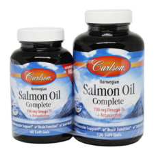 Жирні кислоти Carlson Лососевий жир, Salmon Oil Complete, 120+60 желатинових капсу (CAR-18340)