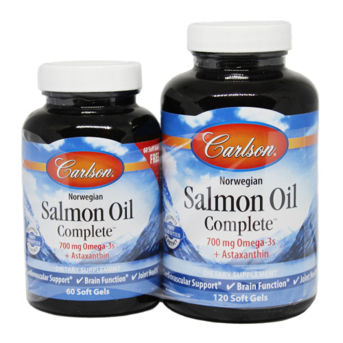 Жирні кислоти Carlson Лососевий жир, Salmon Oil Complete, 120+60 желатинових капсу (CAR-18340)