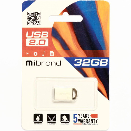 USB флеш накопичувач Mibrand 32GB lynx Silver USB 2.0 (MI2.0/LY32M2S)