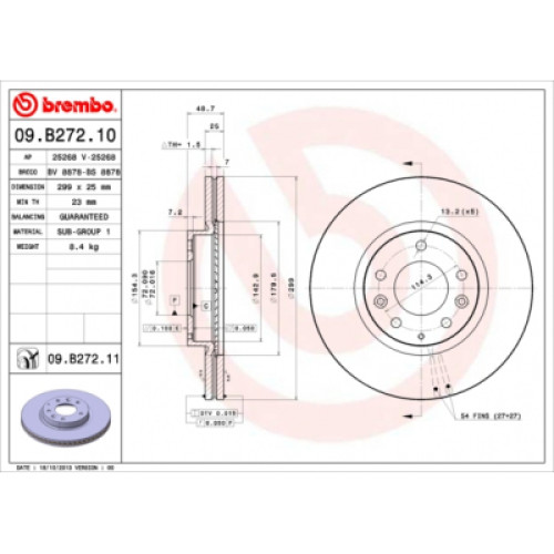 Гальмівний диск Brembo 09.B272.10