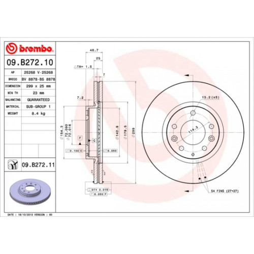 Гальмівний диск Brembo 09.B272.10