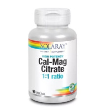 Мінерали Solaray Кальцій І Магній, Cal-Mag Citrate, High Potency, 90 капсул (SOR04524)