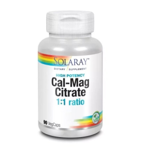 Мінерали Solaray Кальцій І Магній, Cal-Mag Citrate, High Potency, 90 капсул (SOR04524)