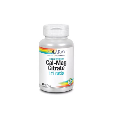 Мінерали Solaray Кальцій І Магній, Cal-Mag Citrate, High Potency, 90 капсул (SOR04524)