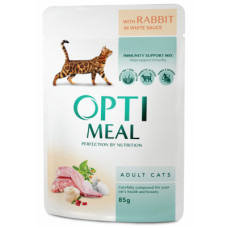 Вологий корм для кішок Optimeal зі смаком кролика в білому соусі 85 г (4820083905476)