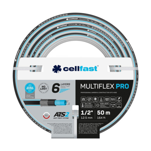 Шланг для поливу Cellfast MULTIFLEX PRO 1/2" 50м, 6 шарів, до 35 Бар, -20…+65°C (13-802)