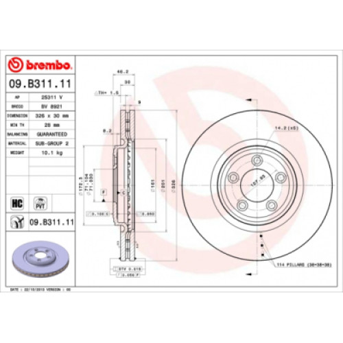 Гальмівний диск Brembo 09.B311.11