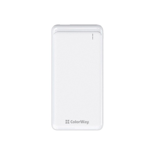 Батарея універсальна ColorWay 10 000 mAh Slim (USB QC3.0 + USB-C Power Delivery 18W) White (CW-PB100LPG3WT-PD)