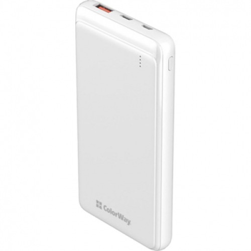 Батарея універсальна ColorWay 10 000 mAh Slim (USB QC3.0 + USB-C Power Delivery 18W) White (CW-PB100LPG3WT-PD)