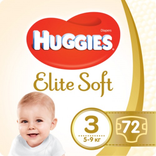 Підгузки Huggies Elite Soft 3 Mega (5-9 кг) 72 шт (5029053578095)