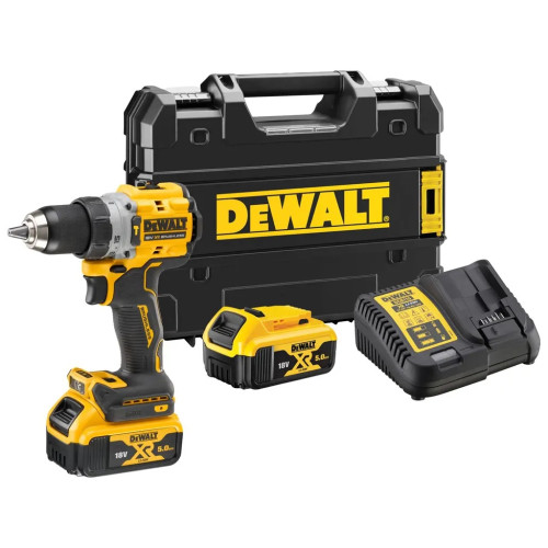 Шуруповерт DeWALT 18V XR Li-Ion 5Ah, 90 Нм, 0-650/0-2000 об/хв., кейс TSTAK (DCD805P2T)