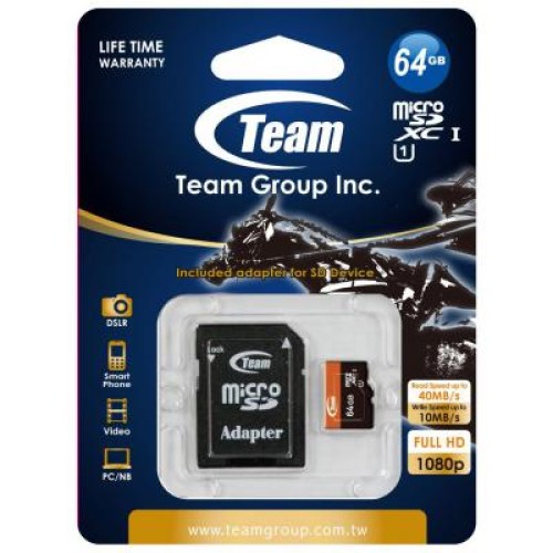 Карта пам'яті Team 64Gb microSDXC class 10 (TUSDX64GUHS03)